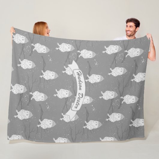 フクロウが枝に座る|過去記事 フリースブランケット (インサイチュ)