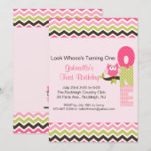 フクロウが枝を折り返す1つの誕生日招待状 招待状 (正面/裏面)