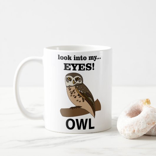 フクロウが私の目を見つめる コーヒーマグカップ (ドーナツ)