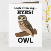 フクロウが私の目を見る カード (黄色い花)