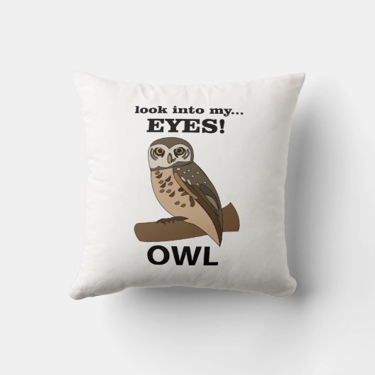 フクロウが私の目を見る クッション (裏面)