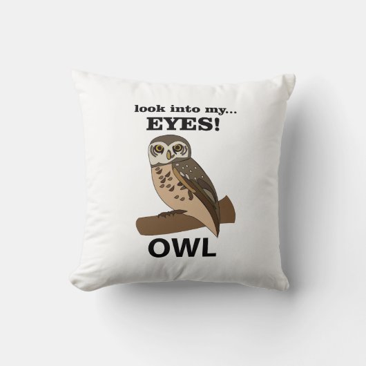 フクロウが私の目を見る クッション (正面)