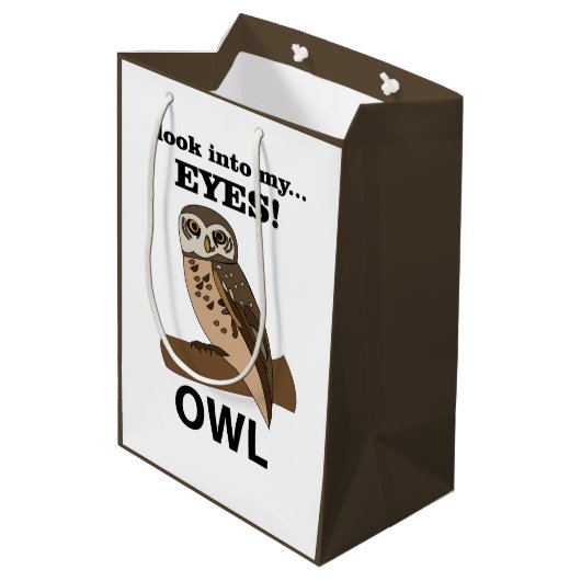 フクロウが私の目を見る ミディアムペーパーバッグ (裏面アングル)
