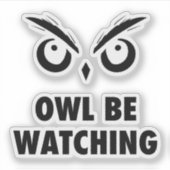 フクロウが見ている シール (正面)