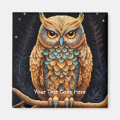 フクロウが見守る冷蔵庫 マグネット (正面)