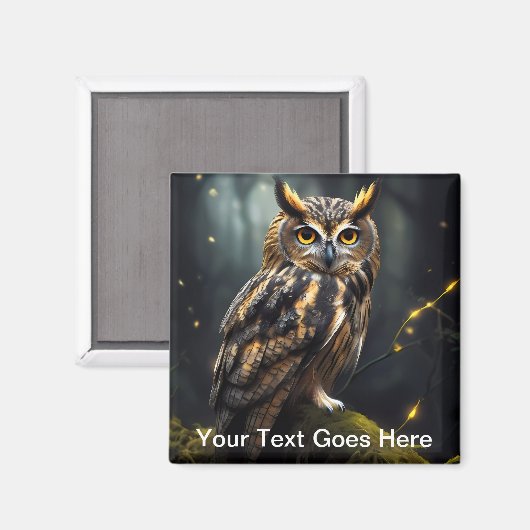 フクロウが見守る冷蔵庫 マグネット (正面/裏面)