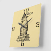 フクロウが誰と言うか スクエア壁時計 (傾斜)