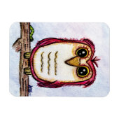 フクロウが静止中 マグネット (横)