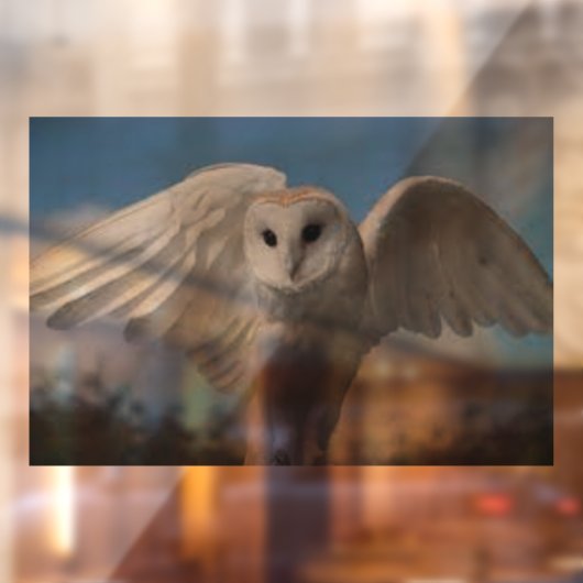 フクロウが飛んでいる窓が引っかかる ウィンドウサイン (シート2)