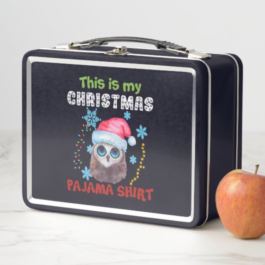 フクロウこれは私のクリスマスパジャマシャツ メタルランチボックス (インサイチュ)