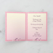 フクロウさくらんぼハッピーバースデーピンクグリッター カード (内部)