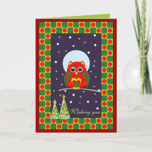 フクロウでカスタマイズ可能なかわいいクリスマスカード シーズンカード