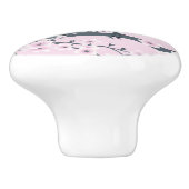 フクロウとさくらんぼがピンクの灰色を咲かせる セラミックノブ (側面)