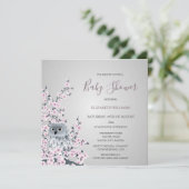 フクロウとさくらんぼが赤ちゃんシャワーを咲かせる 招待状 (スタンド正面)