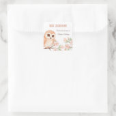 フクロウとさくらんぼの花々Ex Libris蔵書票 スクエアシール (バッグ)