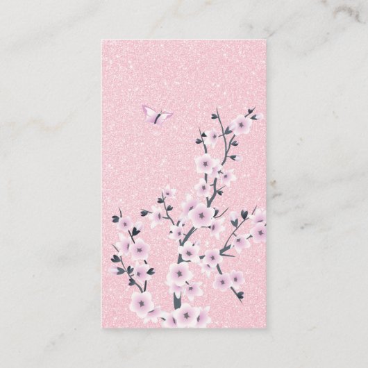 フクロウとさくらんぼの花のピンクが遊び場を呼び出す 名刺 (裏面)