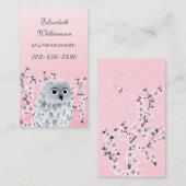 フクロウとさくらんぼの花のピンクが遊び場を呼び出す 名刺 (正面/裏面)