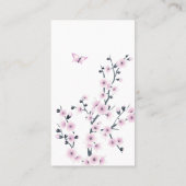 フクロウとさくらんぼの花のピンクが遊び場を呼び出す 名刺 (裏面)