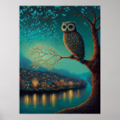 フクロウとのエテリア風光明媚なポスター素晴らしプリント ポスター (正面)
