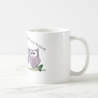 フクロウとの私のハート、かわいいフクロウの芸術のギフト愛して下さい コーヒーマグカップ