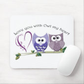 フクロウとの私のハート、かわいいフクロウの芸術愛して下さい マウスパッド (マウス)