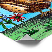 フクロウとひまわり ポスター (角)