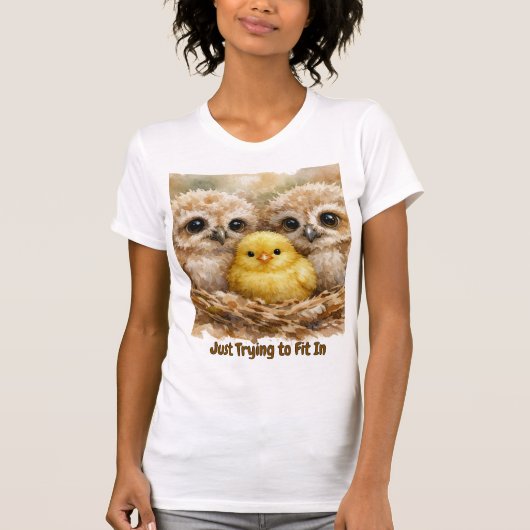 フクロウとひよこカスタマイズTシャツ Tシャツ (正面)