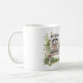 フクロウとアライグマのベンチの友達 コーヒーマグカップ