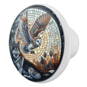 フクロウとオオカミのモザイクアイアート セラミックノブ (右)