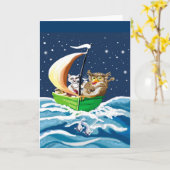 フクロウとオオカミは海に行った カード (黄色い花)