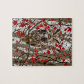 フクロウとカエデ葉の ジグソーパズル (横)