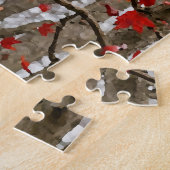 フクロウとカエデ葉の ジグソーパズル (側面)