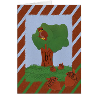 フクロウとカシの木お洒落の風景画