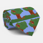フクロウとカシの木お洒落の風景画 ネクタイ (ロール)