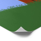 フクロウとカシの木お洒落の風景画 ポスター (角)