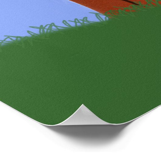 フクロウとカシの木お洒落の風景画 ポスター (角)