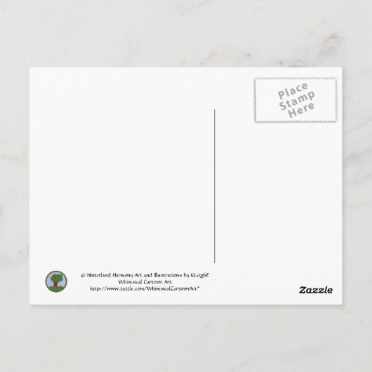 フクロウとカシの木お洒落の風景画 ポストカード (裏面)