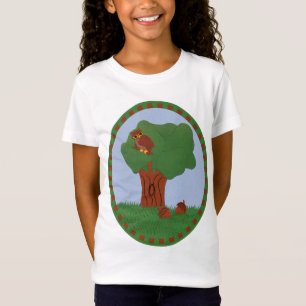 フクロウとカシの木お洒落の風景画 Tシャツ