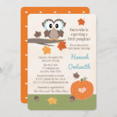 フクロウとカボチャのベビーシャワー招待状 招待状 (正面/裏面)