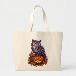 フクロウとカボチャのヴィンテージ・ハロウィン トートバッグ