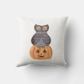 フクロウとカボチャの水色 クッション (裏面)