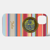 フクロウとカラフル付きiphone 6 ストライプ Case-Mate iPhoneケース (裏面 (横))