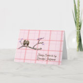 フクロウとガールフレンドのイースターカード シーズンカード (正面)