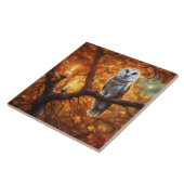 フクロウとキャンドルの神秘的な紅葉 タイル (側面)