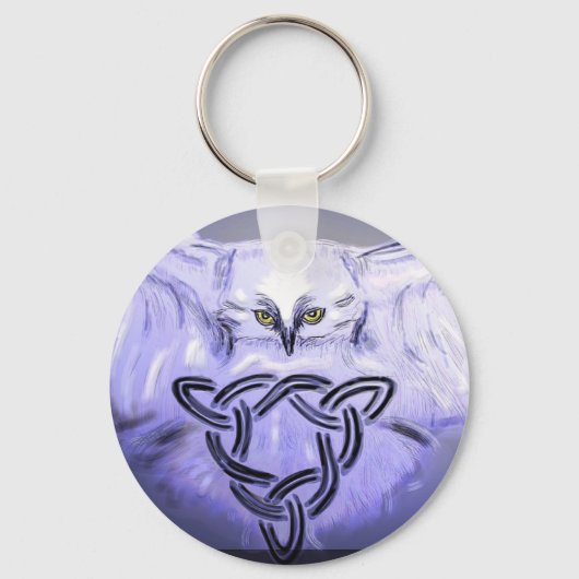 フクロウとケルト結び目模様キーチェーン キーホルダー (正面)