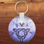 フクロウとケルト結び目模様キーチェーン キーホルダー (正面)