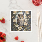 フクロウとジャスミンの美しい花 スタンダードカクテルナプキン (インサイチュ)