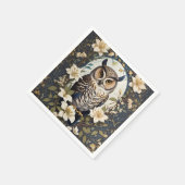フクロウとジャスミンの美しい花 スタンダードカクテルナプキン (角)