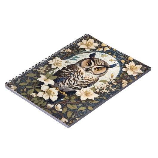 フクロウとジャスミンの美しい花 ノートブック (左側)