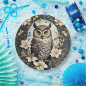 フクロウとジャスミンの美しい花 ペーパープレート (パーティー)